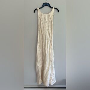 VRG GRL NWT Stitched Trim 100% Linen Maxi Dress in Cream/Oat, size 10
